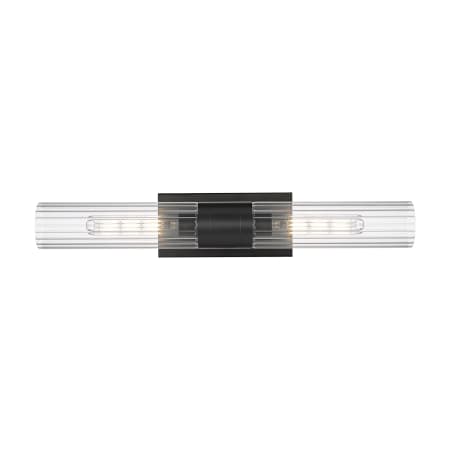 A large image of the Innovations Lighting 429-2WL-3-25 Empire Vanity Matte Black / Clear