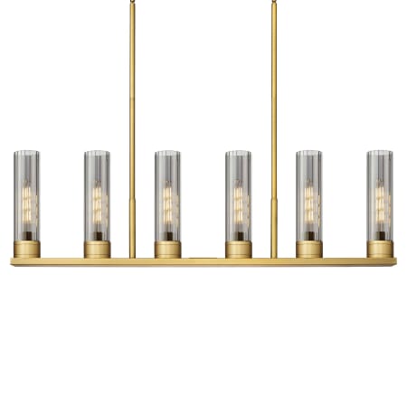 A large image of the Innovations Lighting 429-6I-11-45 Empire Linear Brushed Brass / Plated Smoke