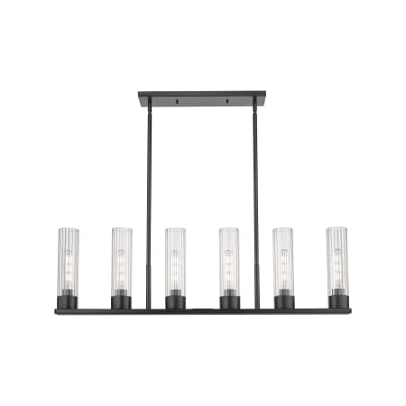 A large image of the Innovations Lighting 429-6I-13-44 Empire Linear Matte Black / Clear