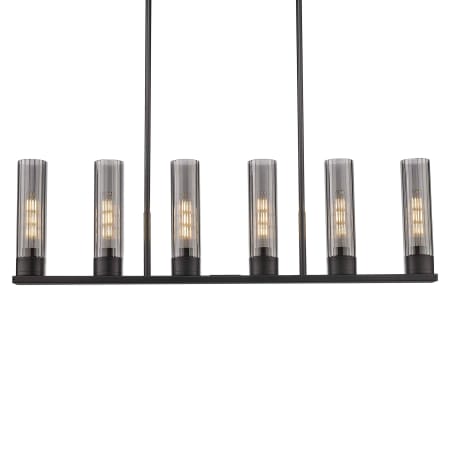 A large image of the Innovations Lighting 429-6I-11-45 Empire Linear Matte Black / Plated Smoke