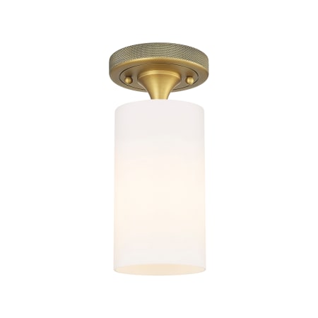 A large image of the Innovations Lighting 434-1F-10-4 Crown Point Flush Brushed Brass