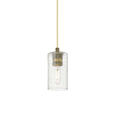 A large image of the Innovations Lighting 434-1P-9-4 Crown Point Pendant Brushed Brass / Seedy