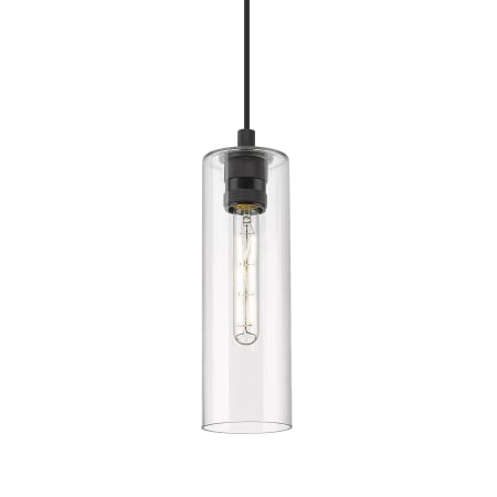 A large image of the Innovations Lighting 434-1P-13-4 Crown Point Pendant Matte Black / Clear