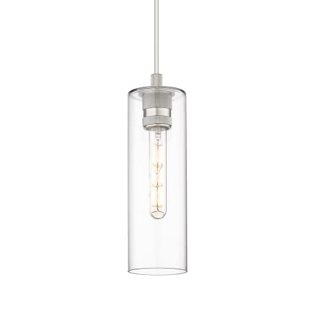 A large image of the Innovations Lighting 434-1P-13-4 Crown Point Pendant Satin Nickel / Clear