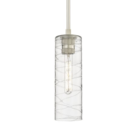 A large image of the Innovations Lighting 434-1S-13-4 Crown Point Pendant Polished Nickel / Deco Swirl