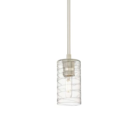 A large image of the Innovations Lighting 434-1S-9-4 Crown Point Pendant Polished Nickel / Deco Swirl