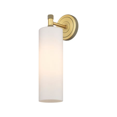 A large image of the Innovations Lighting 434-1W-5-4 Crown Point Sconce Brushed Brass / Matte White