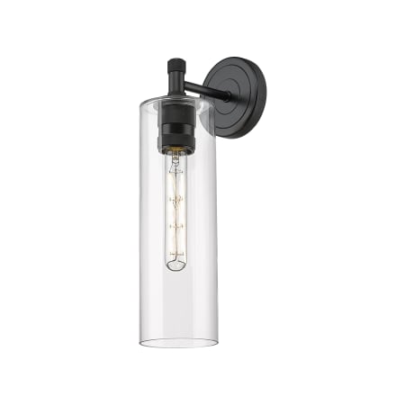 A large image of the Innovations Lighting 434-1W-5-4 Crown Point Sconce Matte Black / Clear