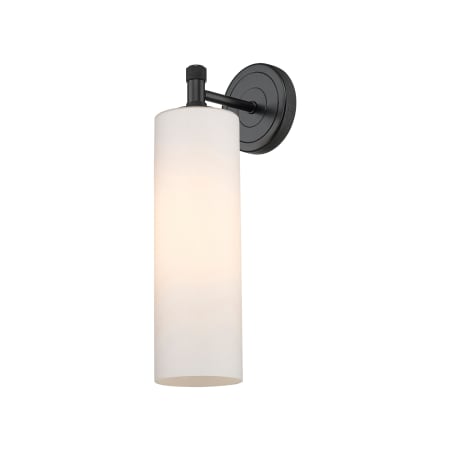 A large image of the Innovations Lighting 434-1W-5-4 Crown Point Sconce Matte Black / Matte White