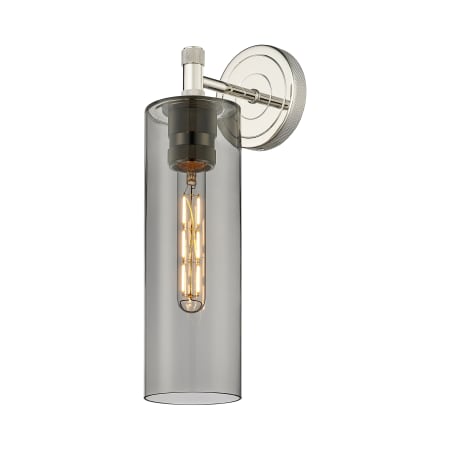 A large image of the Innovations Lighting 434-1W-5-4 Crown Point Sconce Polished Nickel / Plated Smoke