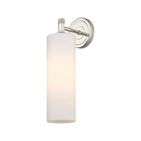 A large image of the Innovations Lighting 434-1W-5-4 Crown Point Sconce Polished Nickel / Matte White