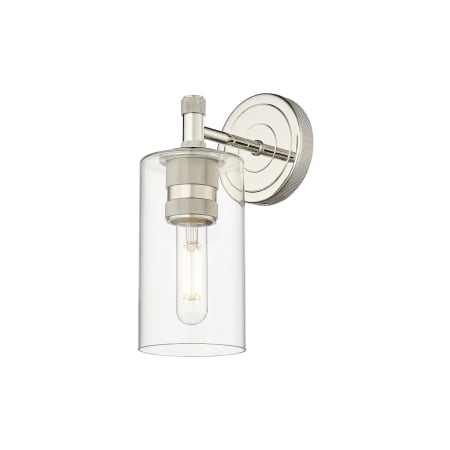 A large image of the Innovations Lighting 434-1W-7-4 Crown Point Sconce Polished Nickel / Clear