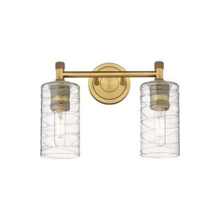 A large image of the Innovations Lighting 434-2W-11-14 Crown Point Vanity Brushed Brass / Deco Swirl