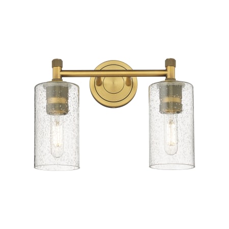 A large image of the Innovations Lighting 434-2W-11-14 Crown Point Vanity Brushed Brass / Seedy