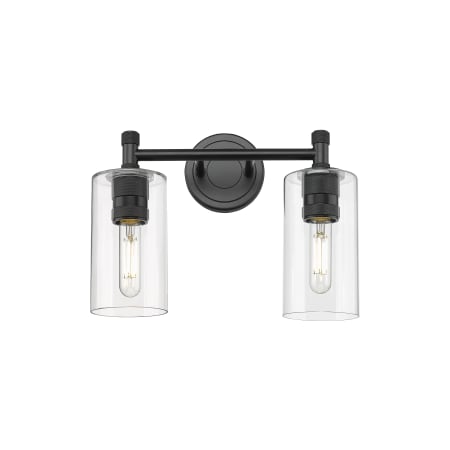 A large image of the Innovations Lighting 434-2W-11-14 Crown Point Vanity Matte Black / Clear