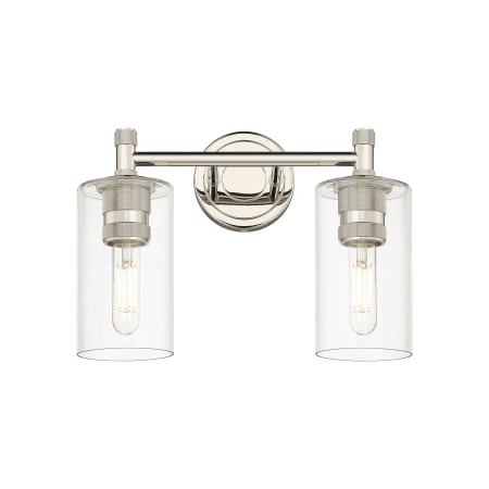 A large image of the Innovations Lighting 434-2W-11-14 Crown Point Vanity Polished Nickel / Clear