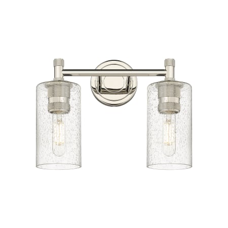 A large image of the Innovations Lighting 434-2W-11-14 Crown Point Vanity Polished Nickel / Seedy