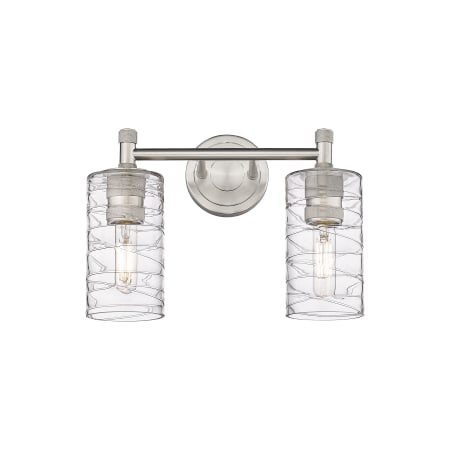 A large image of the Innovations Lighting 434-2W-11-14 Crown Point Vanity Satin Nickel / Deco Swirl