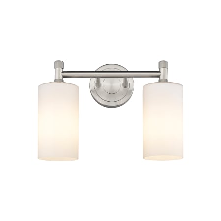 A large image of the Innovations Lighting 434-2W-11-14 Crown Point Vanity Satin Nickel / Matte White