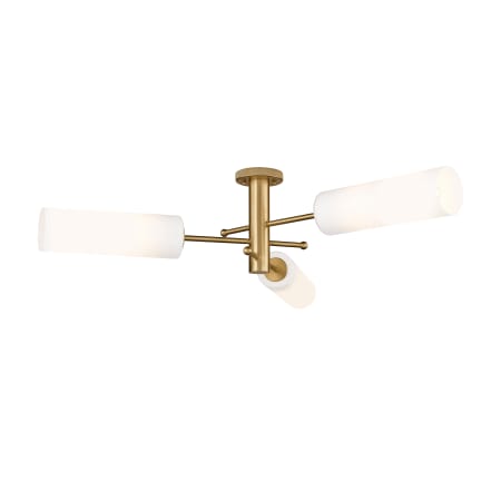 A large image of the Innovations Lighting 434-3F-10-39 Crown Point Flush Brushed Brass / Matte White