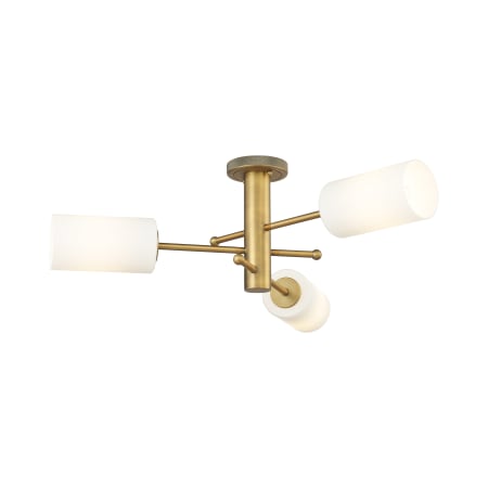 A large image of the Innovations Lighting 434-3F-10-29 Crown Point Flush Brushed Brass / Matte White