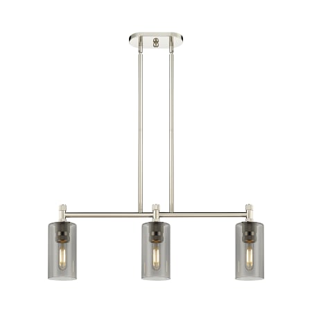 A large image of the Innovations Lighting 434-3I-10-31 Crown Point Linear Polished Nickel / Plated Smoke