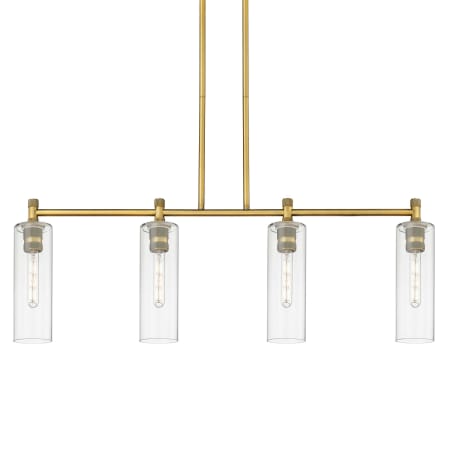A large image of the Innovations Lighting 434-4I-15-44 Crown Point Linear Brushed Brass / Clear