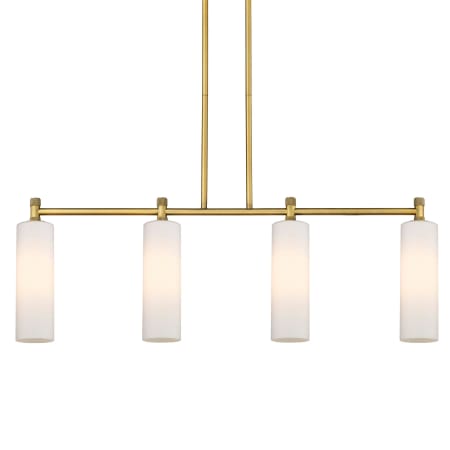 A large image of the Innovations Lighting 434-4I-15-44 Crown Point Linear Brushed Brass / Matte White