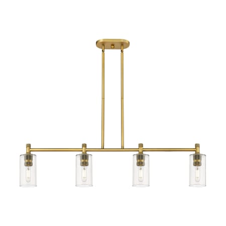 A large image of the Innovations Lighting 434-4I-10-44 Crown Point Linear Brushed Brass / Clear