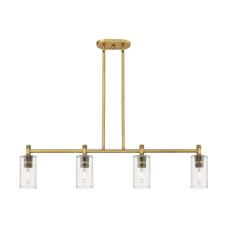 A large image of the Innovations Lighting 434-4I-10-44 Crown Point Linear Brushed Brass / Seedy