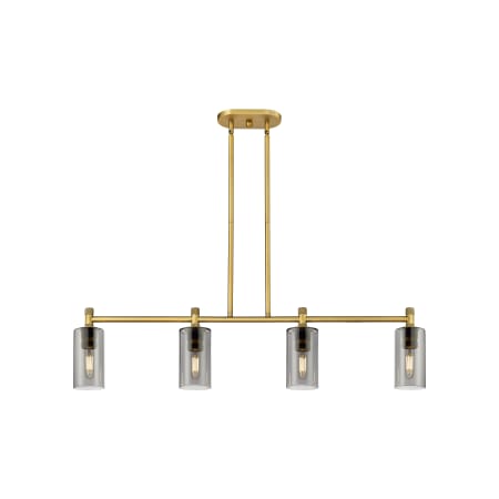 A large image of the Innovations Lighting 434-4I-10-44 Crown Point Linear Brushed Brass / Plated Smoke