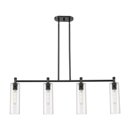 A large image of the Innovations Lighting 434-4I-15-44 Crown Point Linear Matte Black / Clear