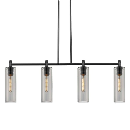 A large image of the Innovations Lighting 434-4I-15-44 Crown Point Linear Matte Black / Plated Smoke