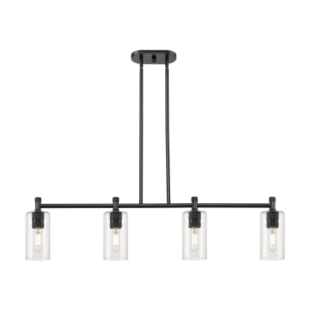 A large image of the Innovations Lighting 434-4I-10-44 Crown Point Linear Matte Black / Clear