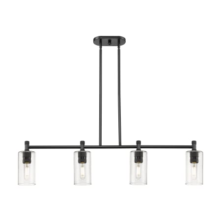 A large image of the Innovations Lighting 434-4I-10-44 Crown Point Linear Matte Black / Seedy