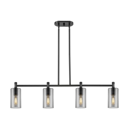 A large image of the Innovations Lighting 434-4I-10-44 Crown Point Linear Matte Black / Plated Smoke