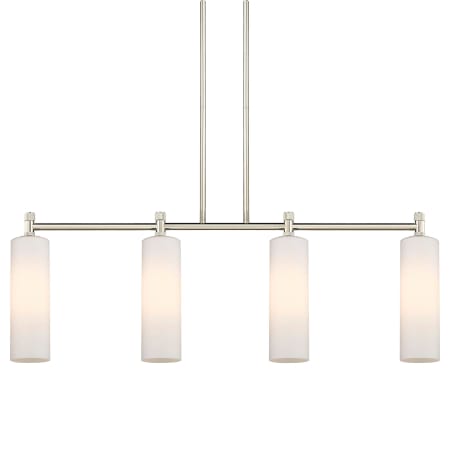 A large image of the Innovations Lighting 434-4I-15-44 Crown Point Linear Polished Nickel / Matte White