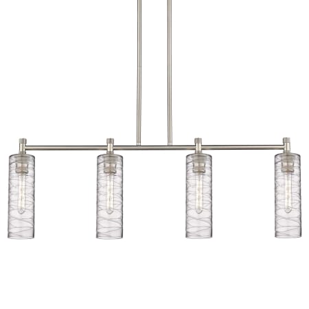 A large image of the Innovations Lighting 434-4I-15-44 Crown Point Linear Satin Nickel / Deco Swirl