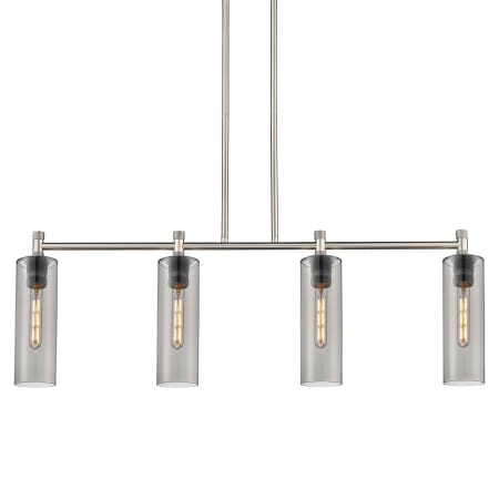 A large image of the Innovations Lighting 434-4I-15-44 Crown Point Linear Satin Nickel / Plated Smoke