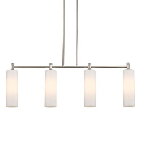 A large image of the Innovations Lighting 434-4I-15-44 Crown Point Linear Satin Nickel / Matte White