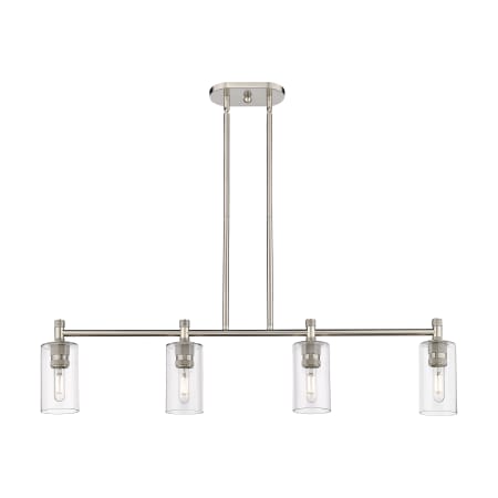 A large image of the Innovations Lighting 434-4I-10-44 Crown Point Linear Satin Nickel / Clear