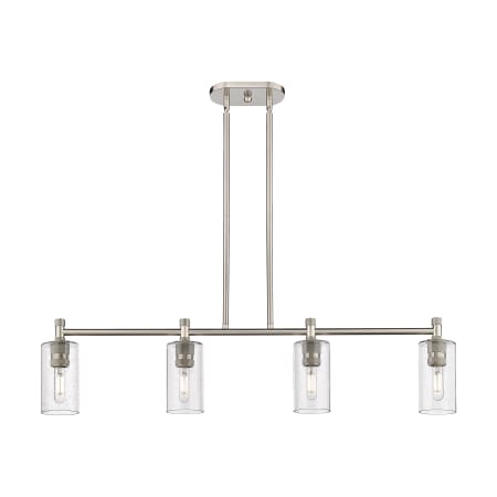 A large image of the Innovations Lighting 434-4I-10-44 Crown Point Linear Satin Nickel / Seedy