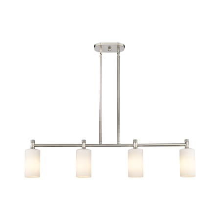 A large image of the Innovations Lighting 434-4I-10-44 Crown Point Linear Satin Nickel / Matte White