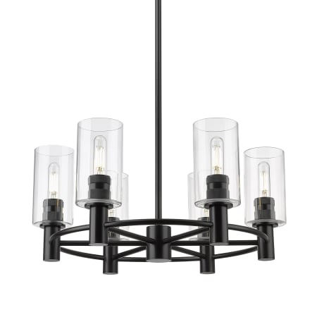 A large image of the Innovations Lighting 434-6CR-10-24 Crown Point Chandelier Matte Black / Clear