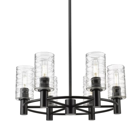 A large image of the Innovations Lighting 434-6CR-10-24 Crown Point Chandelier Matte Black / Deco Swirl