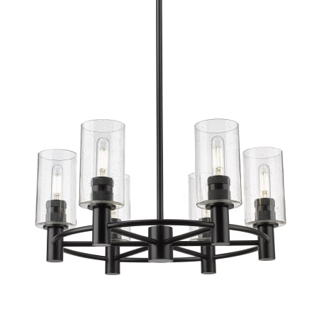 A large image of the Innovations Lighting 434-6CR-10-24 Crown Point Chandelier Matte Black / Seedy