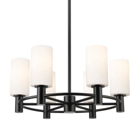 A large image of the Innovations Lighting 434-6CR-11-24 Crown Point Chandelier Matte Black