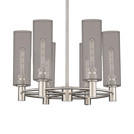 A large image of the Innovations Lighting 434-6CR-16-24 Crown Point Chandelier Polished Nickel / Plated Smoke