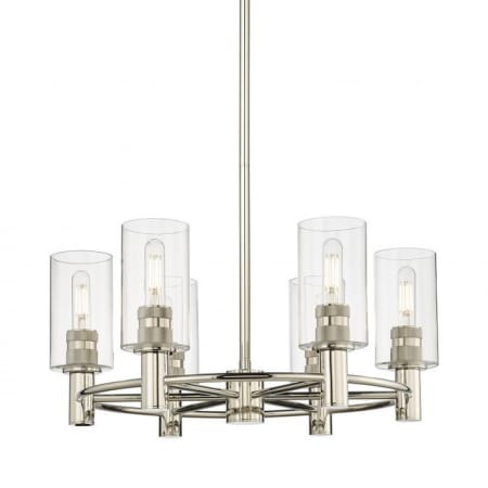 A large image of the Innovations Lighting 434-6CR-10-24 Crown Point Chandelier Polished Nickel / Clear