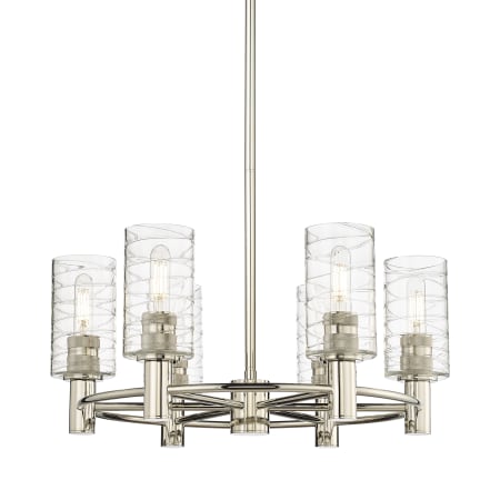 A large image of the Innovations Lighting 434-6CR-10-24 Crown Point Chandelier Polished Nickel / Deco Swirl